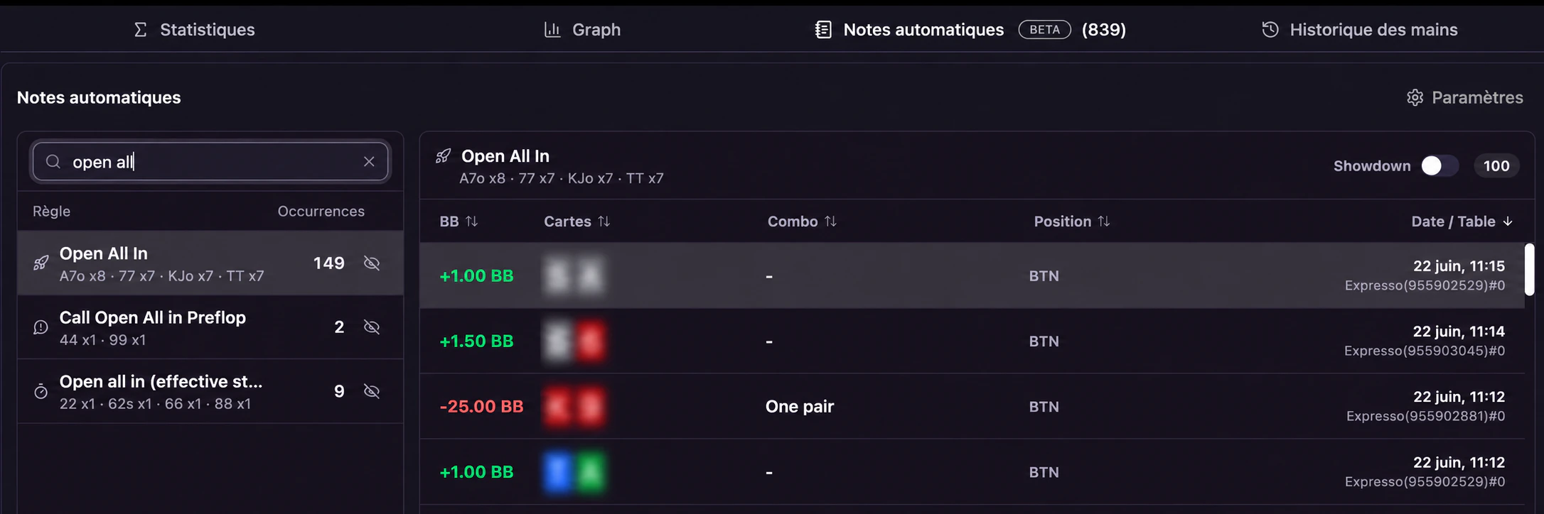 Notas automáticas en el Tracker y el HUD de Poker Fish